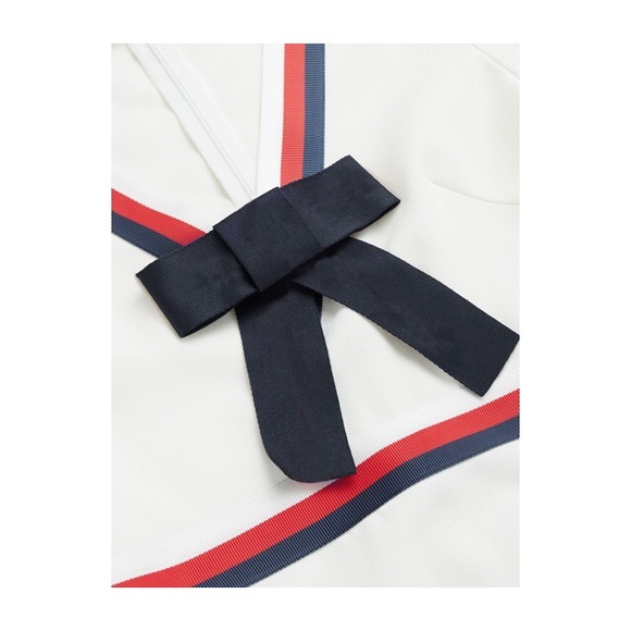 BOW FRONT WOVEN TAPE DETAIL SHORT DRESS SIZE M - Picture 5 of 8